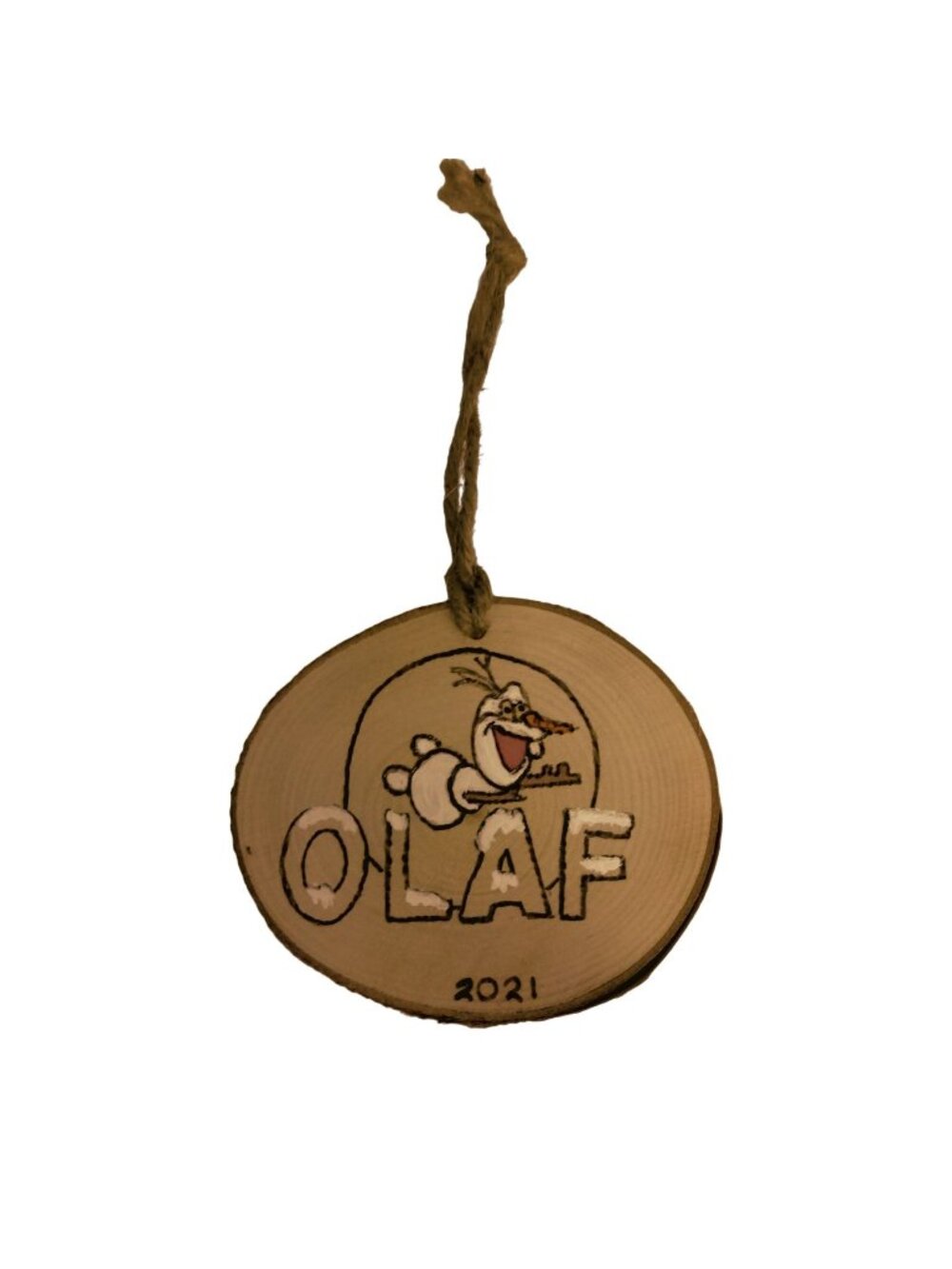 Olaf Frozen Christmas Ornament Birchwood Wooden 2021 Rustic Cabin Lodge Artisan